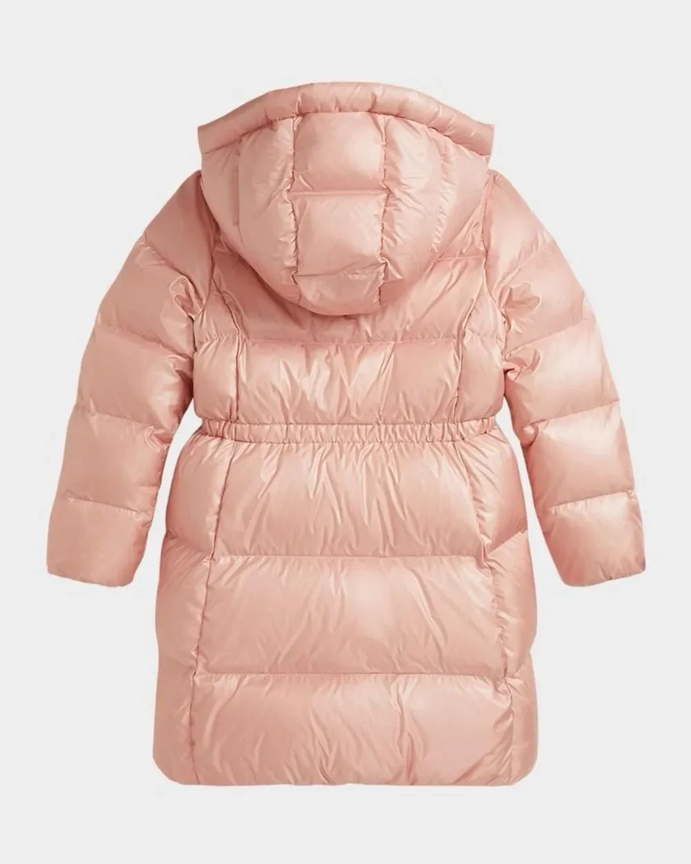 Polo Ralph Lauren Celia Metallic Water-Repellant Long Hooded Down Jacket Pink Yo